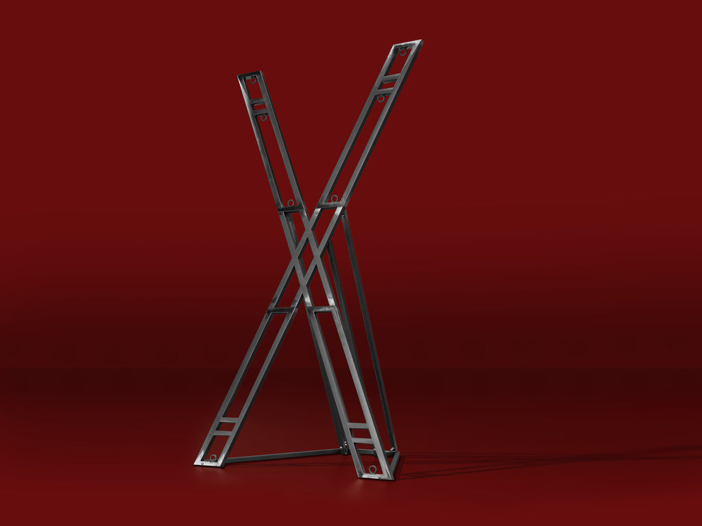 Metallic atlas cross on a red background