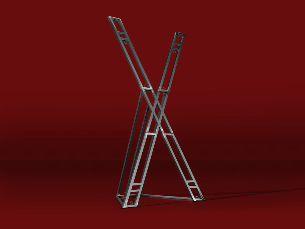 Metallic atlas cross on a red background