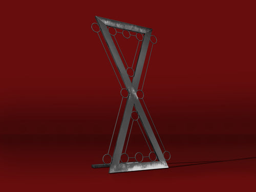 X Cross steel X cross on a red background, view 2, render