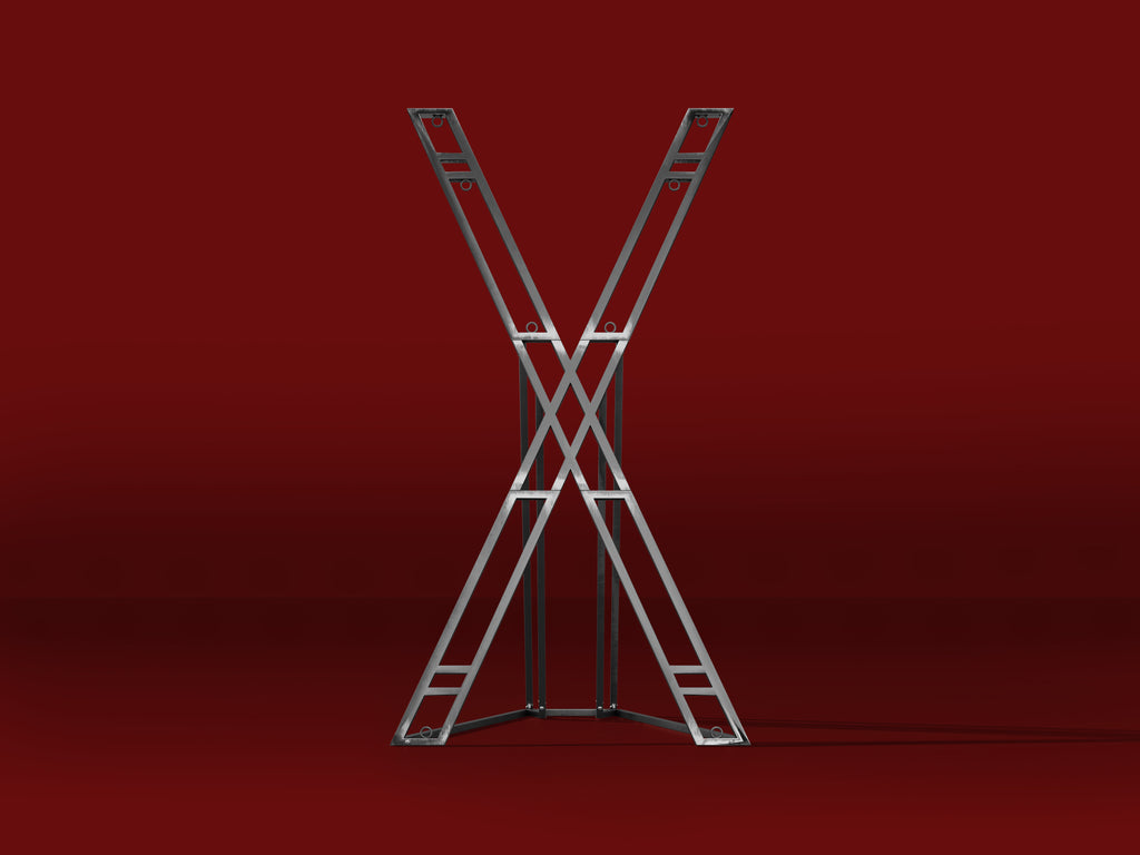 Metallic atlas cross on a red background