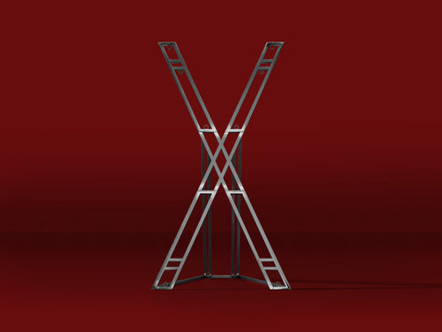 Atlas St Andrew's cross on a red background, view 2, render