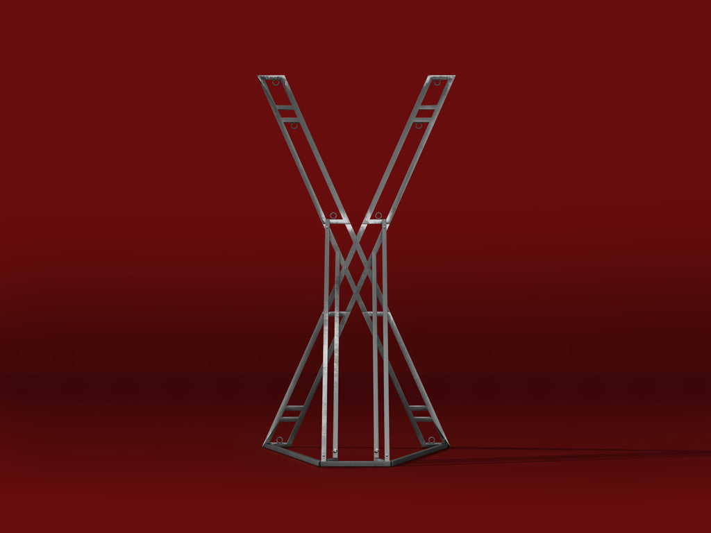 Metallic atlas cross on a red background