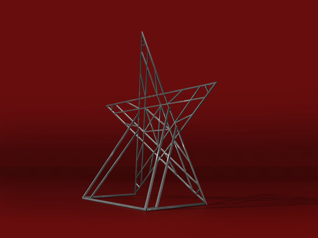 Star-shaped pentastar cross on a red background