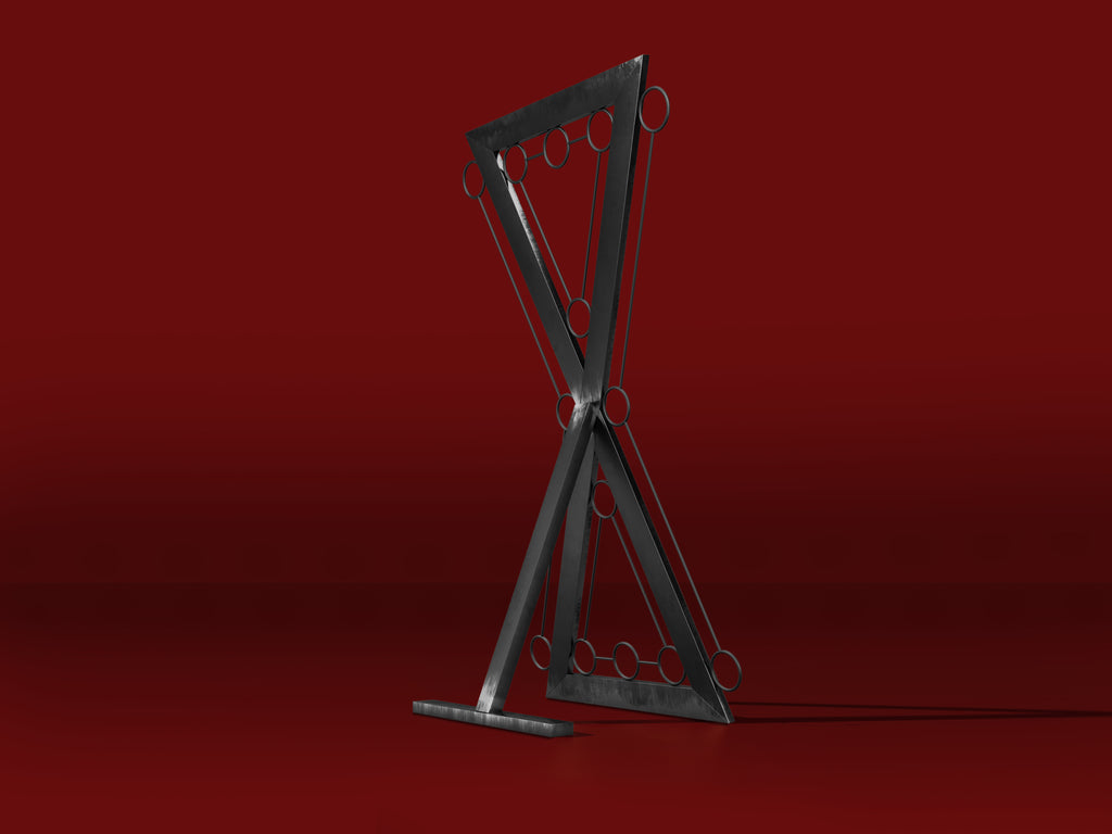 Metal X cross on a red background