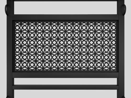 Solstice BDSM bed headboard, laser-cut pattern close-up, render